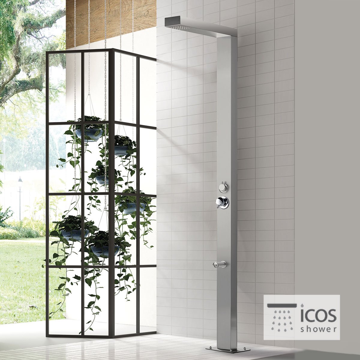 1ef78435-c11e-442a-a47b-f0a4055188e4 ΣΤΗΛΗ ΝΤΟΥΖ NEDA ΜΕ ΜΙΚΤΗ ICOS ΕΠΙΔΑΠΕΔΙΑ ΥΨΟΣ 210 εκ. INOX - Image 1