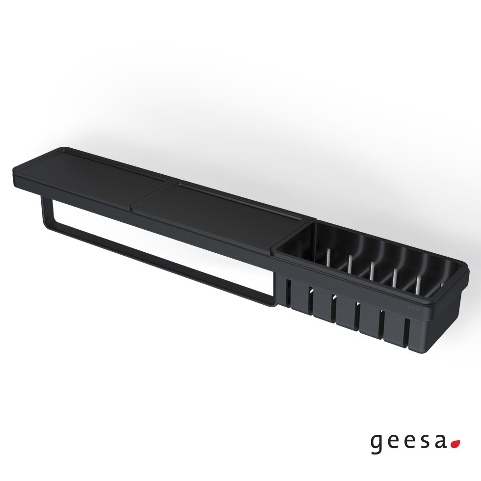7efc293d-393c-491a-b6ac-07c60a11ea24 ΕΤΑΖΕΡΑ 63x10,8 εκ. ΜΕ ΜΠΟΥΚ/ΘΗΚΗ & ΠΕΤΣ/ΣΤΡΑ FRAME GEESA BLACK MATT - Image 1